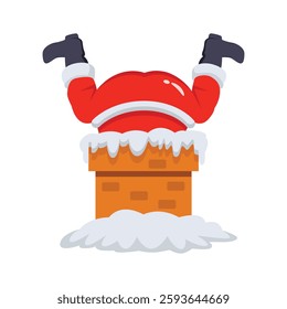 Get your hands on this 3d icon showing santa stuck in chimney