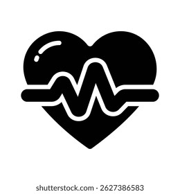 Get your hands on this glyph style icon showing heartbeat concept