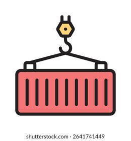 Get your hands on this latest filled line icons of container lifting