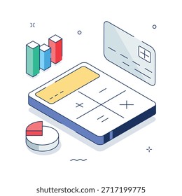 Ponga sus manos en esta increíble ilustración de cálculo de datos en estilo isométrico