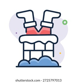 Ponga sus manos en este icono de contorno plano que muestra a santa atascado en la chimenea