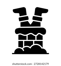 Nehmen Sie dieses Glyphensymbol in die Hand, das Weihnachtsmann im Schornstein zeigt