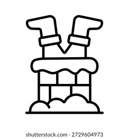 Nehmen Sie sich die Hand auf dieses Liniensymbol, das Santa im Schornstein zeigt