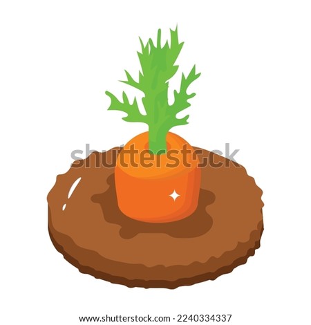 Get your hands on this carrot cultivation icon, isometric vector 