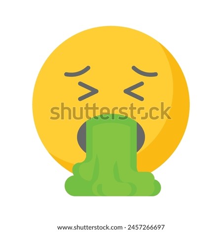 Get your hands on this trendy vomiting emoji icon design