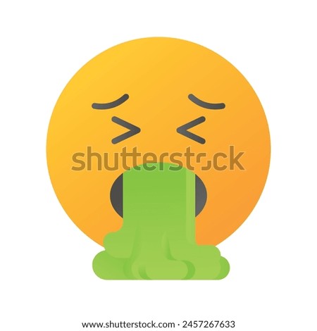 Get your hands on this trendy vomiting emoji icon design