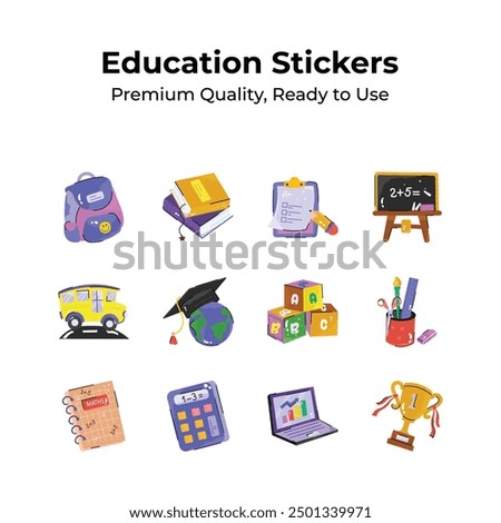 Get Your Hands on this Pack of Sketchy Stickers of Educational Accessories