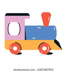 Ponga sus manos en el icono plano del tren de juguete 