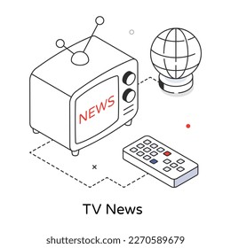 Get your hands on tv news isometric icon 