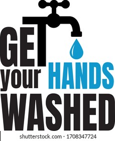 Get your hands washed vector with water tap