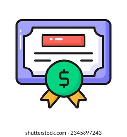 Holen Sie sich diese sorgfältig entworfene Ikone von Business Certificate, Business-Grad-Vektorgrafik