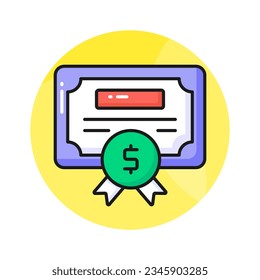 Obtén tu control sobre este icono cuidadosamente diseñado de certificado de negocio, vector de grado de negocio
