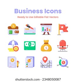 Get your hold on this carefully designed business and management icons set, premium vectors