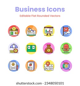 Holen Sie sich den Überblick über dieses sorgfältig konzipierte Business- und Management-Icons-Set, Premium-Vektorgrafiken