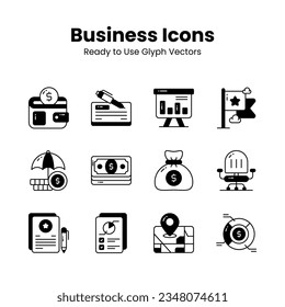 Get your hold on this carefully designed business and management icons set, premium vectors