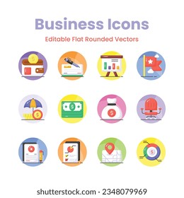 Get your hold on this carefully designed business and management icons set, premium vectors