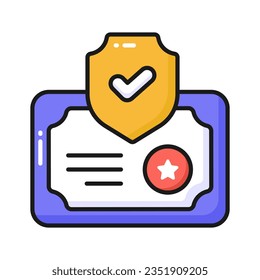 Obtén tu control sobre este icono cuidadosamente diseñado de certificado de negocio, vector de grado de negocio