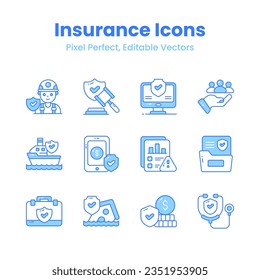 Get your hold on this eye catching insurance icons set, modern design style, easy to use and download