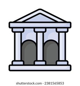 Prepárate en este icono de diseño creativo de la construcción de un museo de estilo moderno, aislado en un fondo blanco