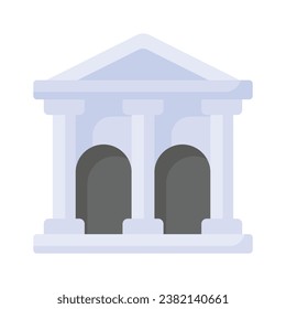Prepárate en este icono de diseño creativo de la construcción de un museo de estilo moderno, aislado en un fondo blanco