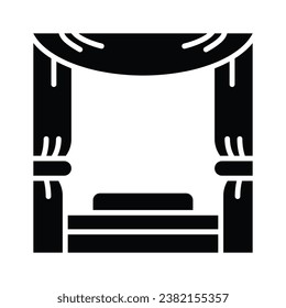 Obtén tu control sobre este ícono cuidadosamente diseñado del escenario teatral, vector premium de cortinas de teatro