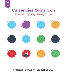 Get your hold on this beautifully designed cryptocurrency coins icons set, Digital currency coins vector design