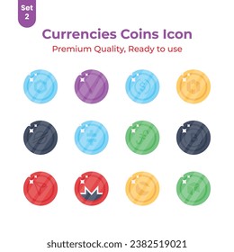 Get your hold on this beautifully designed cryptocurrency coins icons set, Digital currency coins vector design