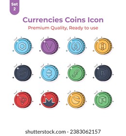 Get your hold on this beautifully designed cryptocurrency coins icons set, Digital currency coins vector design