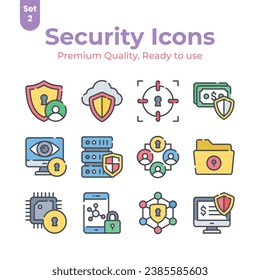 Get your hold on this carefully crafted security and protection icons set, trendy and unique vectors
