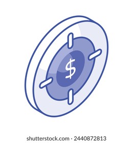 Get your hold on this carefully crafted vector of financial target in trendy style, Business focus icon design