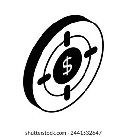 Get your hold on this carefully crafted vector of financial target in trendy style, Business focus icon design
