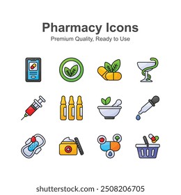 Get your hold on this creatively designed pharmacy icons