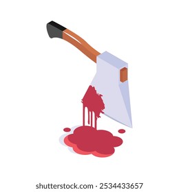 Consigue tu control sobre este Vector isométrico de hacha sangrienta de diseño creativo