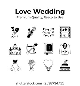 Holen Sie sich Ihren Halt auf dieser erstaunlichen Liebe und Hochzeit Icons Set