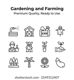 Get your hold on this amazing icons set of gardening and farming