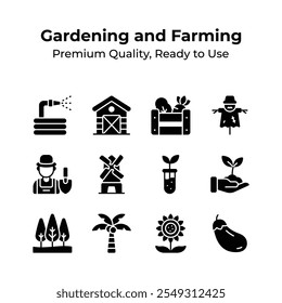 Get your hold on this amazing icons set of gardening and farming