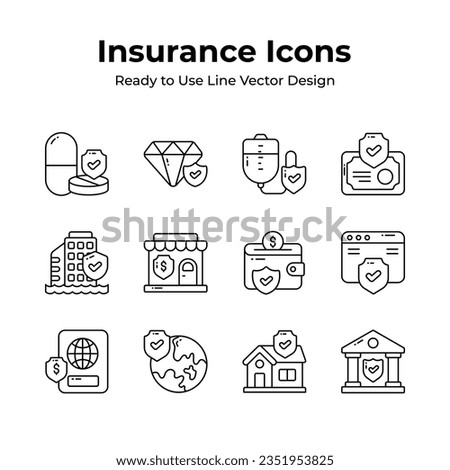 Get your hold on this visually appealing insurance icons set, security, protection, assurance and safety vectors, premium design