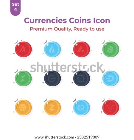 Get your hold on this premium cryptocurrency coins icons set, Digital currency coins vector design