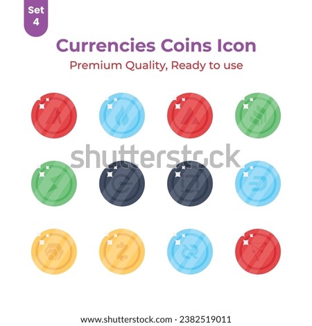 Get your hold on this premium cryptocurrency coins icons set, Digital currency coins vector design