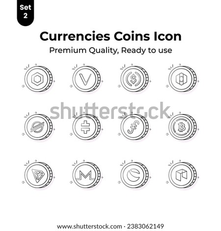 Get your hold on this beautifully designed cryptocurrency coins icons set, Digital currency coins vector design