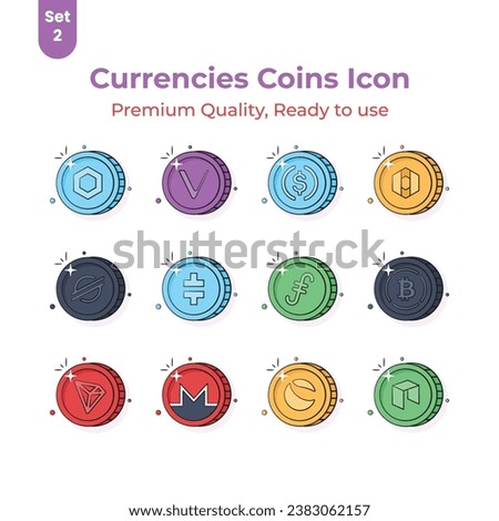 Get your hold on this beautifully designed cryptocurrency coins icons set, Digital currency coins vector design
