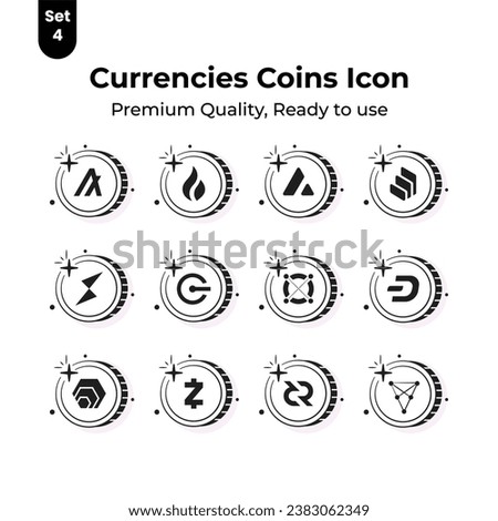Get your hold on this premium cryptocurrency coins icons set, Digital currency coins vector design