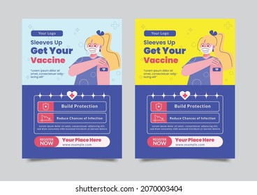 Get Your Vaccine Flyer poster pamphlet brochure cover design layout background, two colors scheme, vector template in A4 size.  Get Your Vaccine Flyers Poster template.