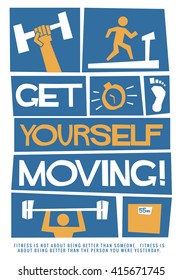 Get Yourself Moving! (Motivational Gym Poster Vector Illustration)