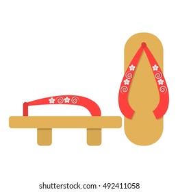 Geta icon in cartoon style isolated on white background. Japan symbol stock vector illustration.