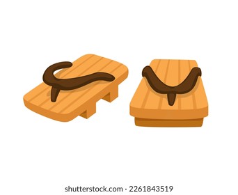 Geta japanese traditional sandal from wood cartoon illustration vector