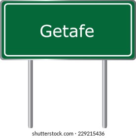 Getafe , Spain , road sign green vector illustration, road table