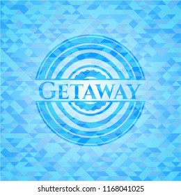 Getaway light blue emblem. Mosaic background