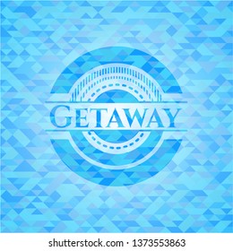 Getaway sky blue emblem with mosaic background