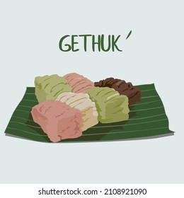 Gethuk, Indonesian traditional cake. Indonesian traditional dessert cartoon vector.